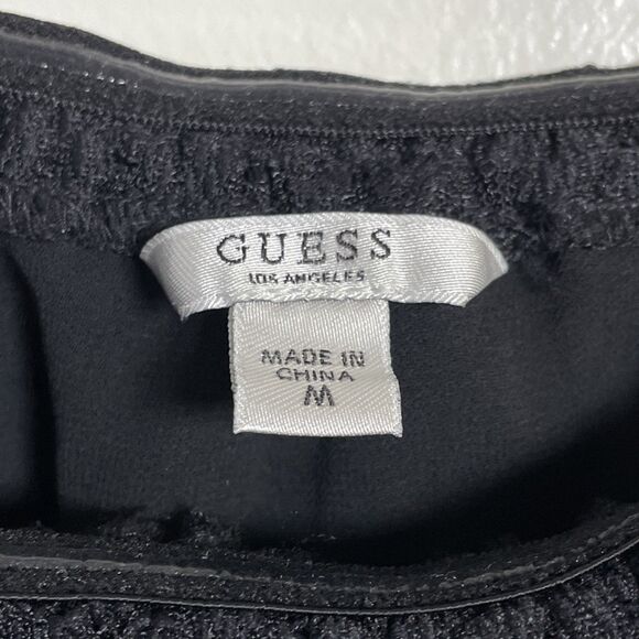 GUESS Women's Sasha Off-The-Shoulder Black top Blouse Lace Size Medium NWT - Picture 3 of 7